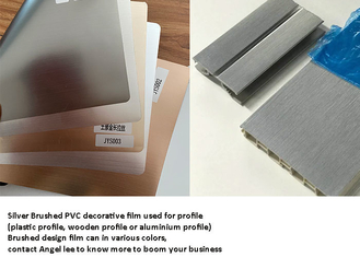 Çerçeve Profili Anti Çizik İçin Metalik Gümüş Fırçalanmış PVC Sarma Filmi