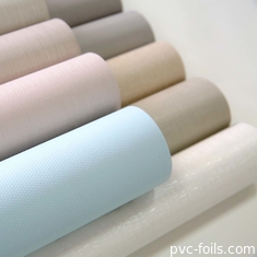 Kumaş benzeri doku tasarımı Mobilya kapakları için PVC dekoratif folyo rulo