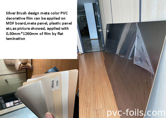 İç Panel Laminasyonu İçin dayanıklı Meta Fırça PVC Dekoratif Film