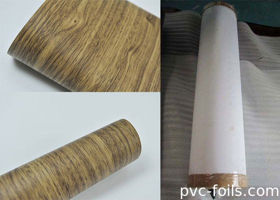 0.07mm Kalın Ahşap Deseni PVC Dekoratif Film Düz Yüzey Rulo Paketleme