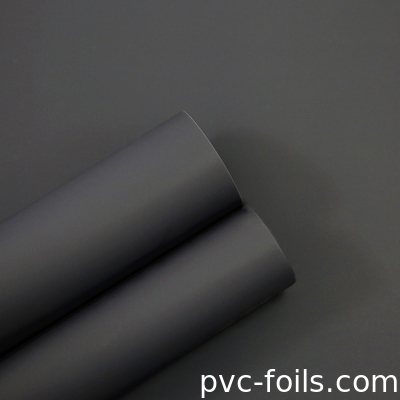 İç yüzey dekorasyonu için koyu gri renkli PVC dekoratif folyo, süper mat