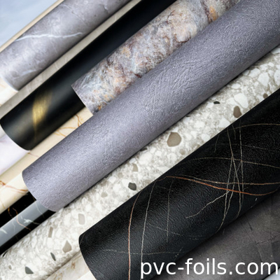 Mobilya dolabı kapak için yeni mermer tasarım PVC membran folyo