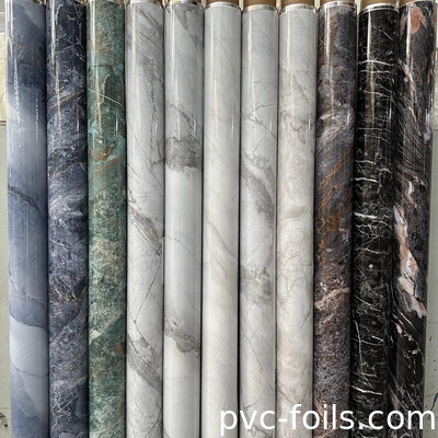 Özel Mermer Deseni Dijital Baskı Mobilya Panel Laminasyonu İçin PVC Dekoratif Film