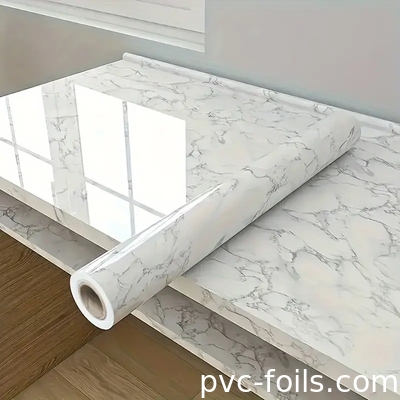 Petrol Dayanıklı Beyaz Mermer PVC Dekoratif Film Ev Dekorasyonu için Easy Sticker DIY