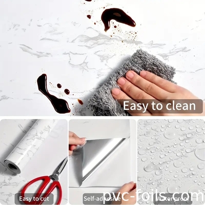 Petrol Dayanıklı Beyaz Mermer PVC Dekoratif Film Ev Dekorasyonu için Easy Sticker DIY