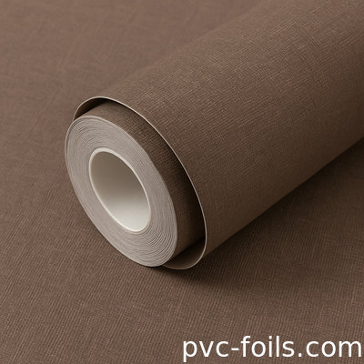 Kumaş Dokusu Katı Renkli Pvc Dokusu İç Duvar Dekorasyonu İçin Kendini Yapıştırıcı Duvar Kaplama