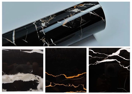 Ev Dekorasyonu Granit PVC Kendinden Yapışkanlı Film Tezgah Üstü için Siyah Mermer Vinil Wrap